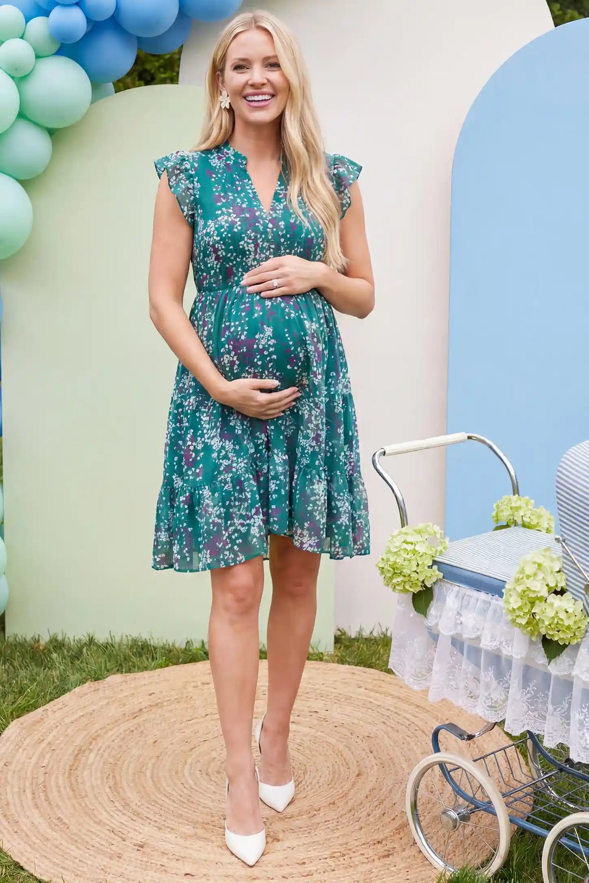 Floral Chiffon A-Line Maternity Mini Dress