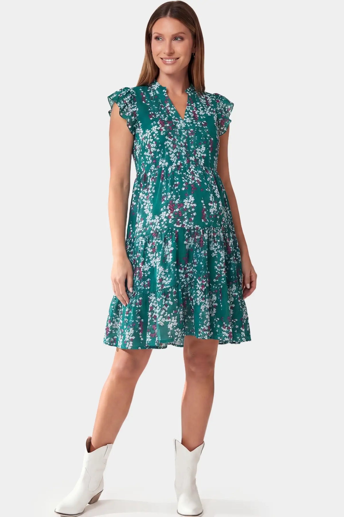 Floral Chiffon A-Line Maternity Mini Dress