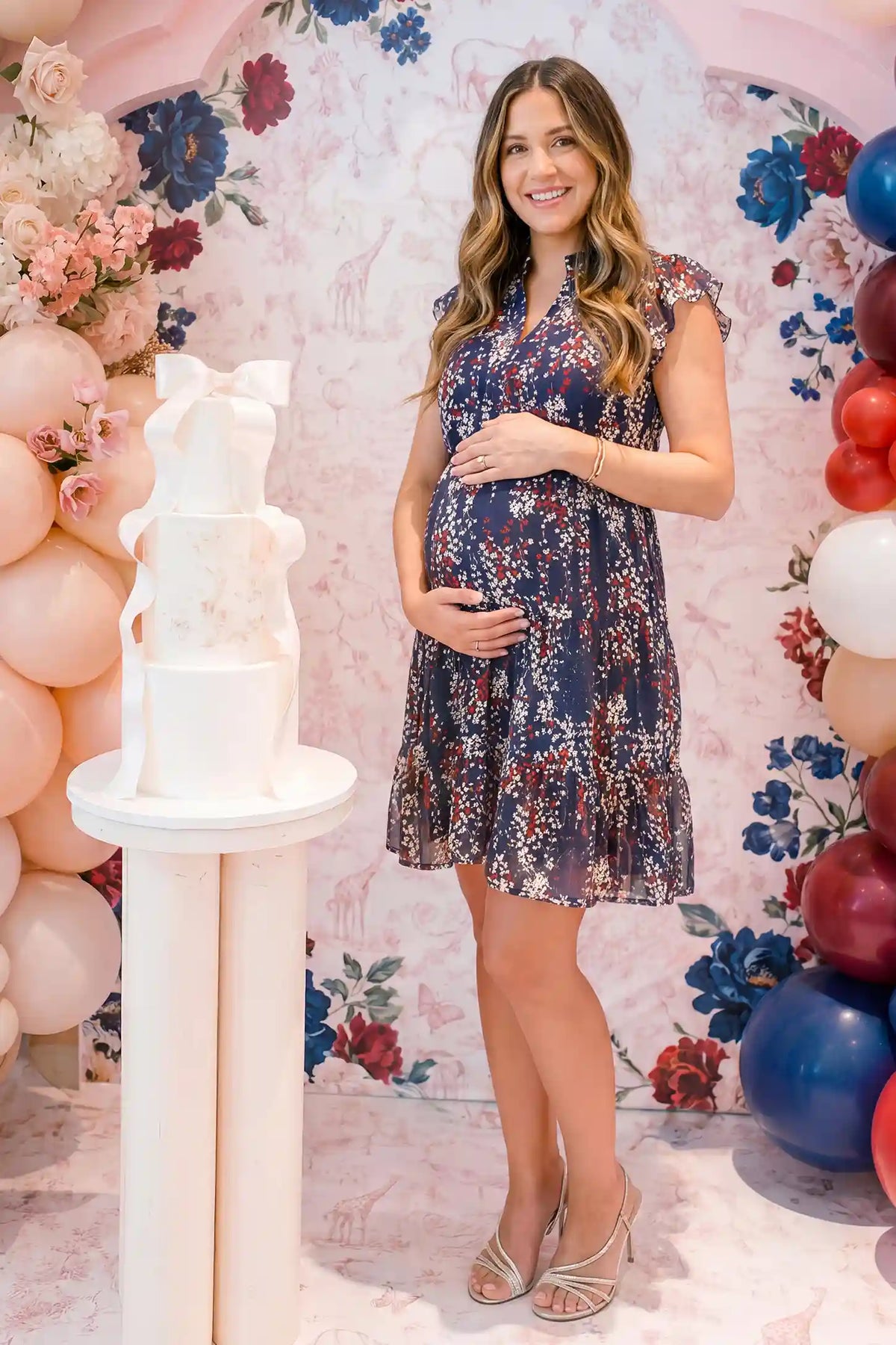 Floral Chiffon A-Line Maternity Mini Dress