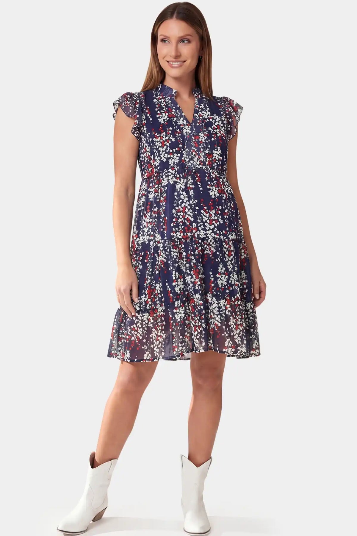 Floral Chiffon A-Line Maternity Mini Dress