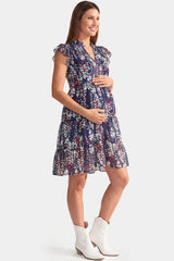 Floral Chiffon A-Line Maternity Mini Dress