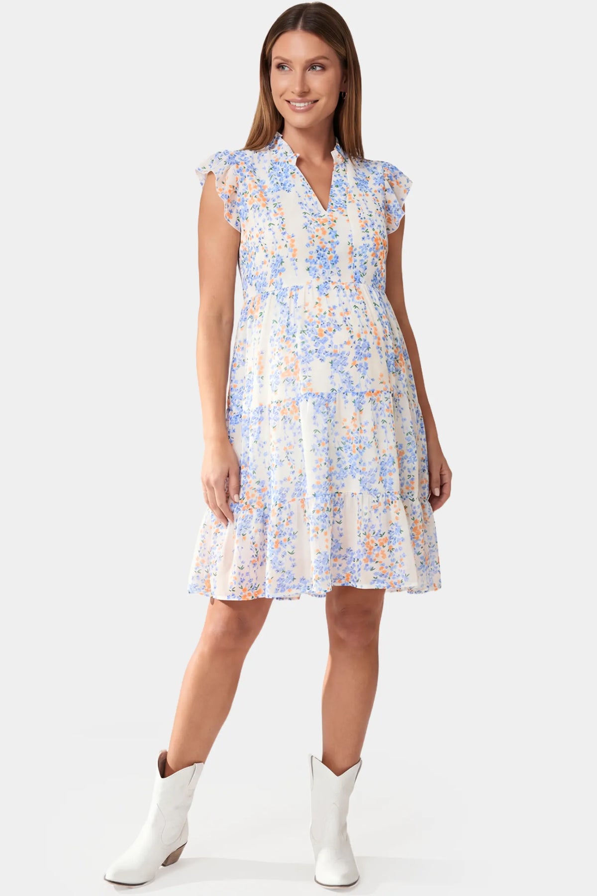 Floral Chiffon A-Line Maternity Mini Dress