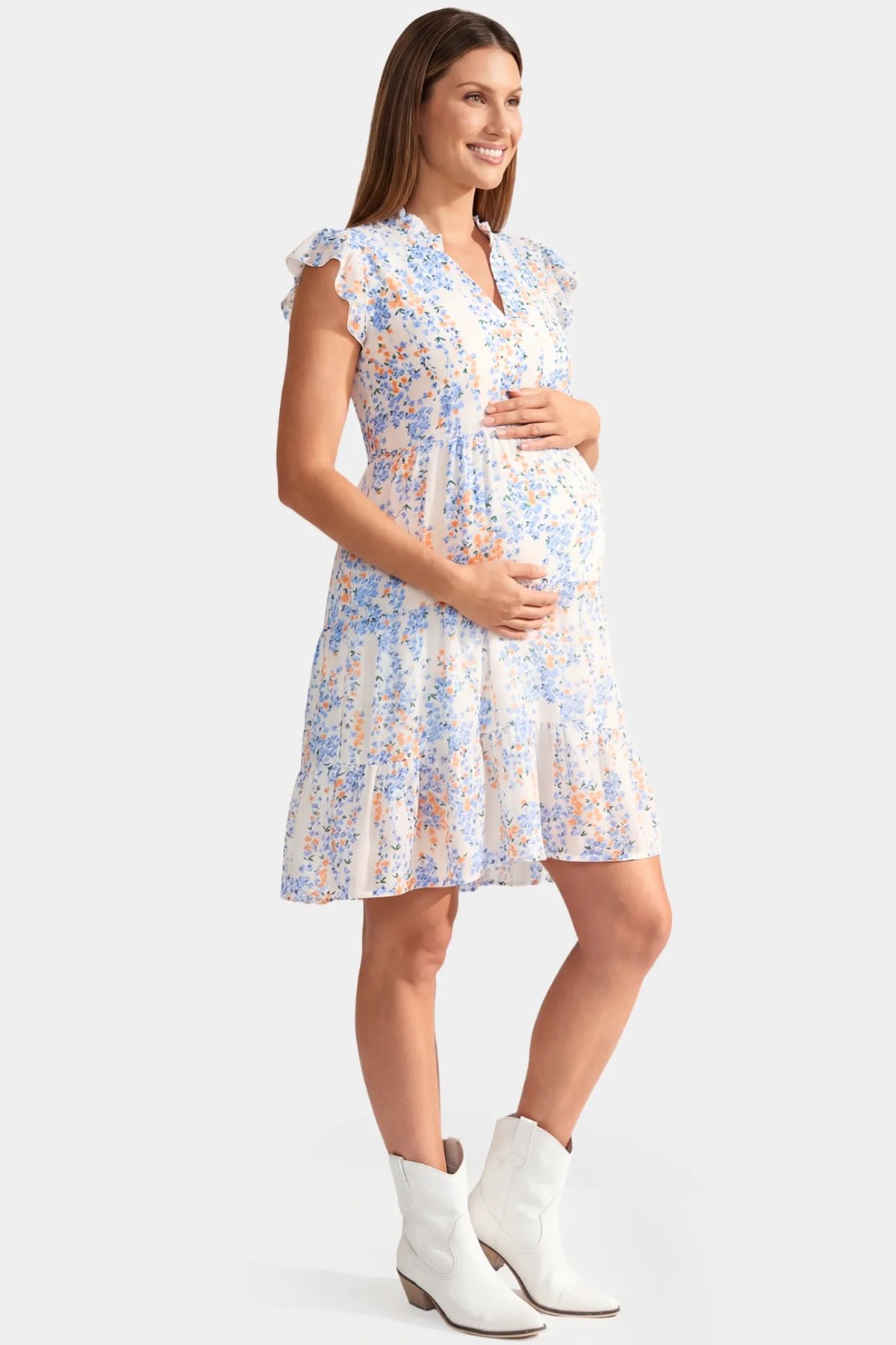 Floral Chiffon A-Line Maternity Mini Dress