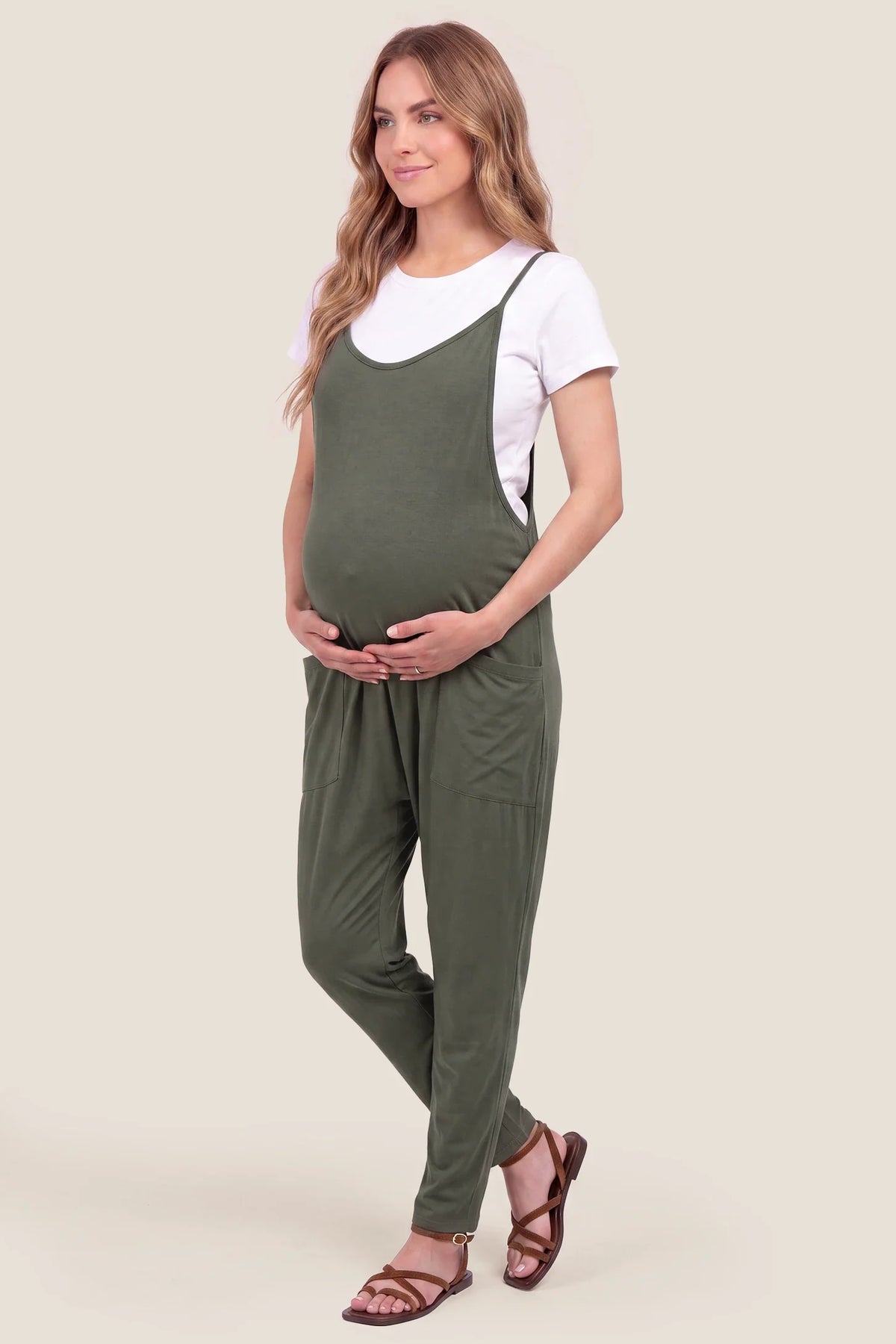 Sierra Relaxed Maternity Jumpsuit with Adjustable Straps and Pockets