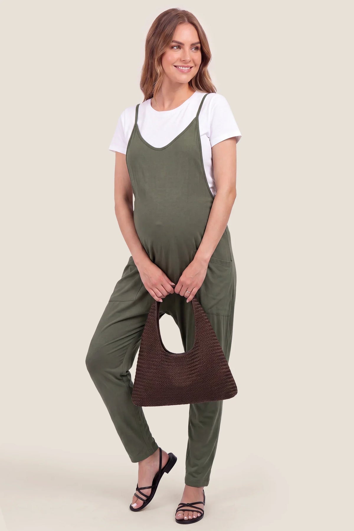 Sierra Relaxed Maternity Jumpsuit with Adjustable Straps and Pockets