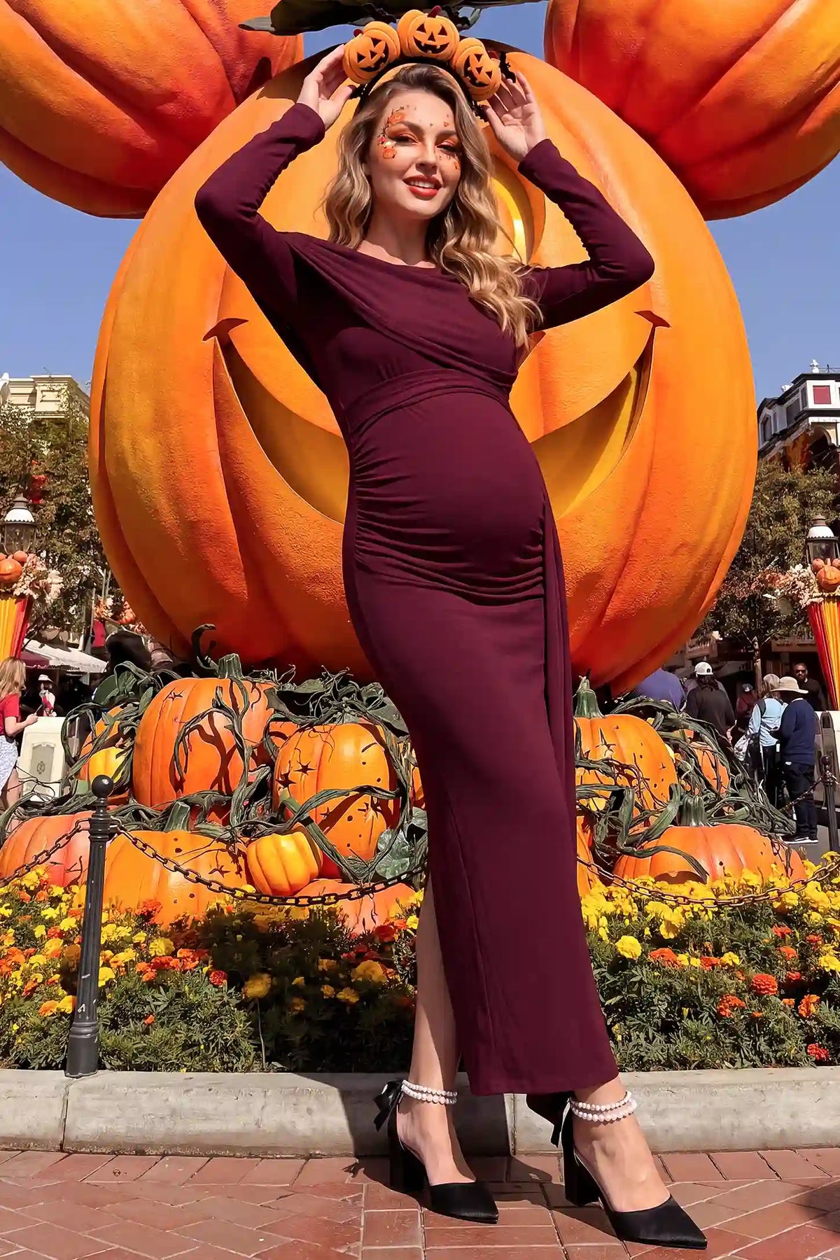 Opal Off-Shoulder Ruched Bodycon Maternity Maxi Dress