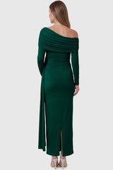 Opal Off-Shoulder Ruched Bodycon Maternity Maxi Dress