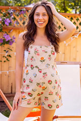 Harbor Bay Floral Maternity Short Overalls with Adjustable Straps