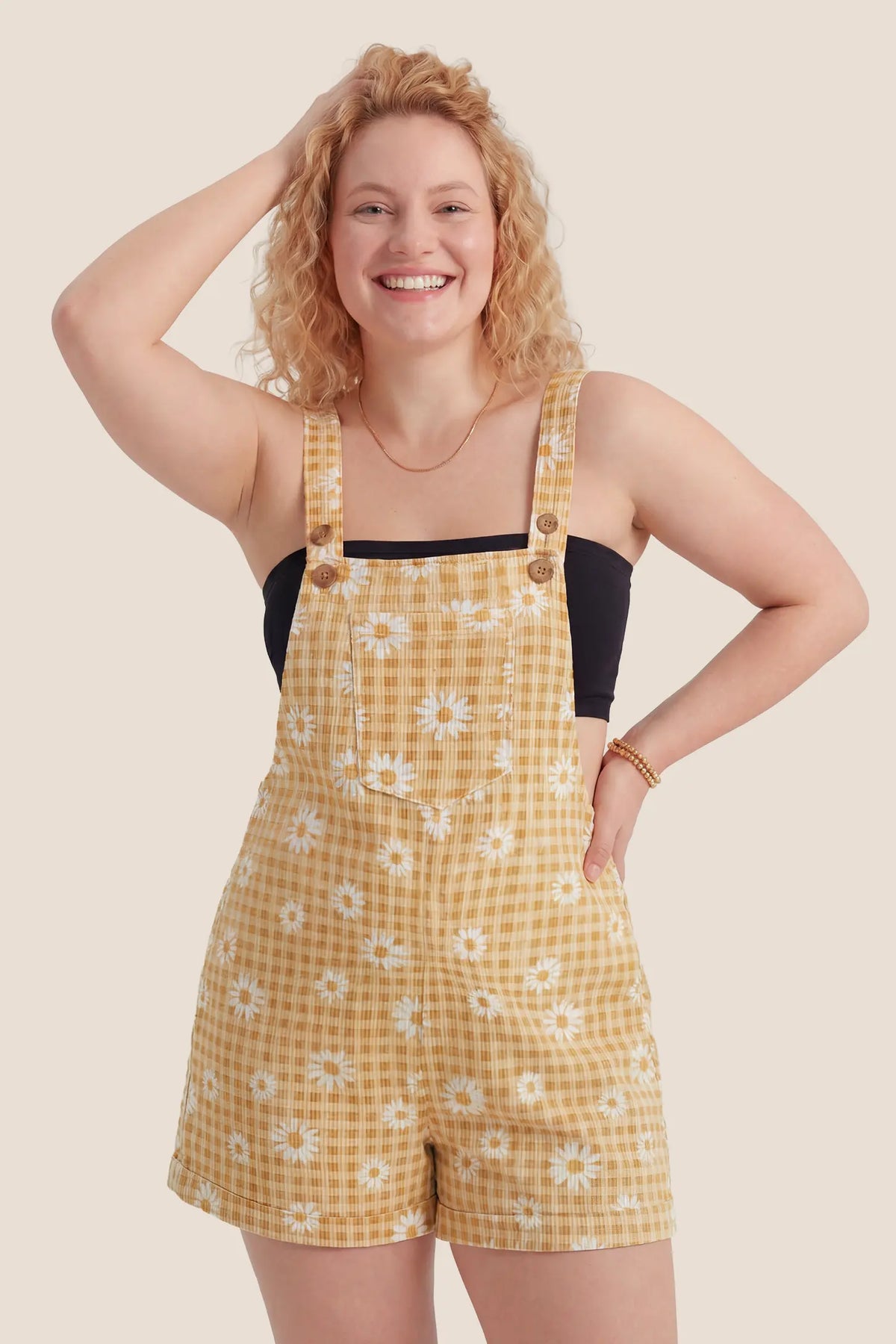 Harbor Bay Floral Maternity Short Overalls with Adjustable Straps