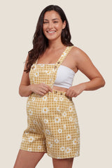 Harbor Bay Floral Maternity Short Overalls with Adjustable Straps