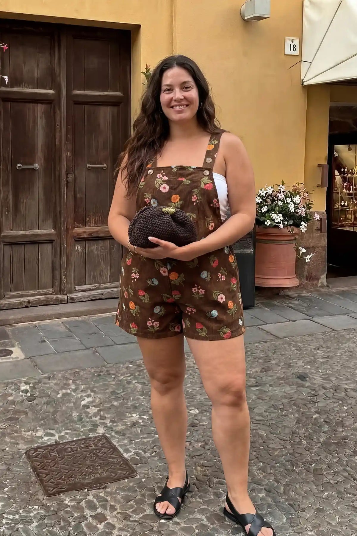 Harbor Bay Floral Maternity Short Overalls with Adjustable Straps