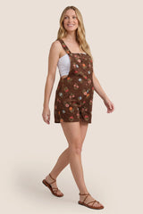 Harbor Bay Floral Maternity Short Overalls with Adjustable Straps