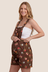 Harbor Bay Floral Maternity Short Overalls with Adjustable Straps