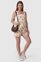 Harbor Bay Floral Maternity Short Overalls with Adjustable Straps