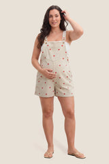 Harbor Bay Floral Maternity Short Overalls with Adjustable Straps