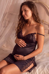 Lark Lace Maternity Nightdress with Side Slit