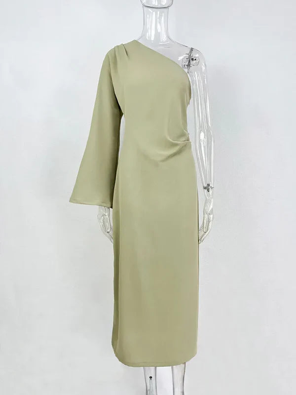 Soho One-Shoulder Long Sleeve Maxi Dress