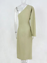 Soho One-Shoulder Long Sleeve Maxi Dress