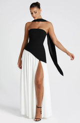 Crestview Strapless Draped Maxi Gown with Matching Scarf