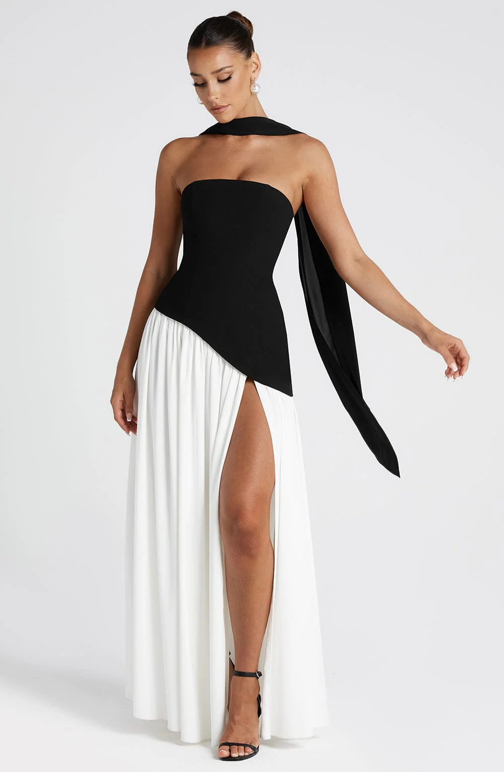 Crestview Strapless Draped Maxi Gown with Matching Scarf