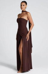 Crestview Strapless Draped Maxi Gown with Matching Scarf