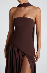 Crestview Strapless Draped Maxi Gown with Matching Scarf