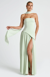Crestview Strapless Draped Maxi Gown with Matching Scarf