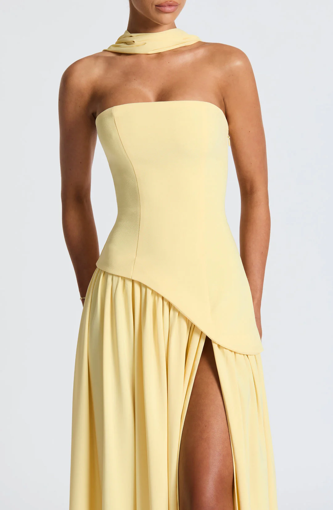 Crestview Strapless Draped Maxi Gown with Matching Scarf