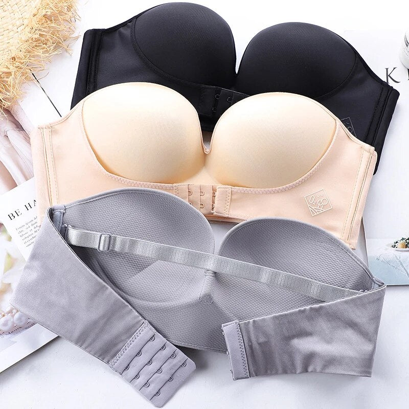 Seamless Strapless Push-Up Bra for Women