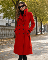 St. Moritz Women's Double-Breasted Long Stand Collar Coat