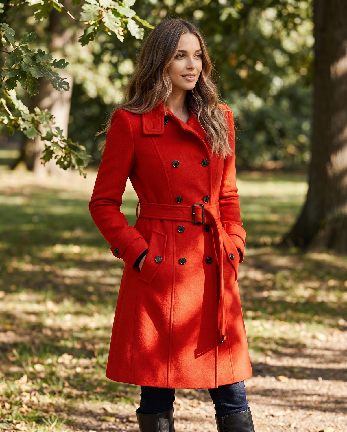 St. Moritz Women's Double-Breasted Long Stand Collar Coat