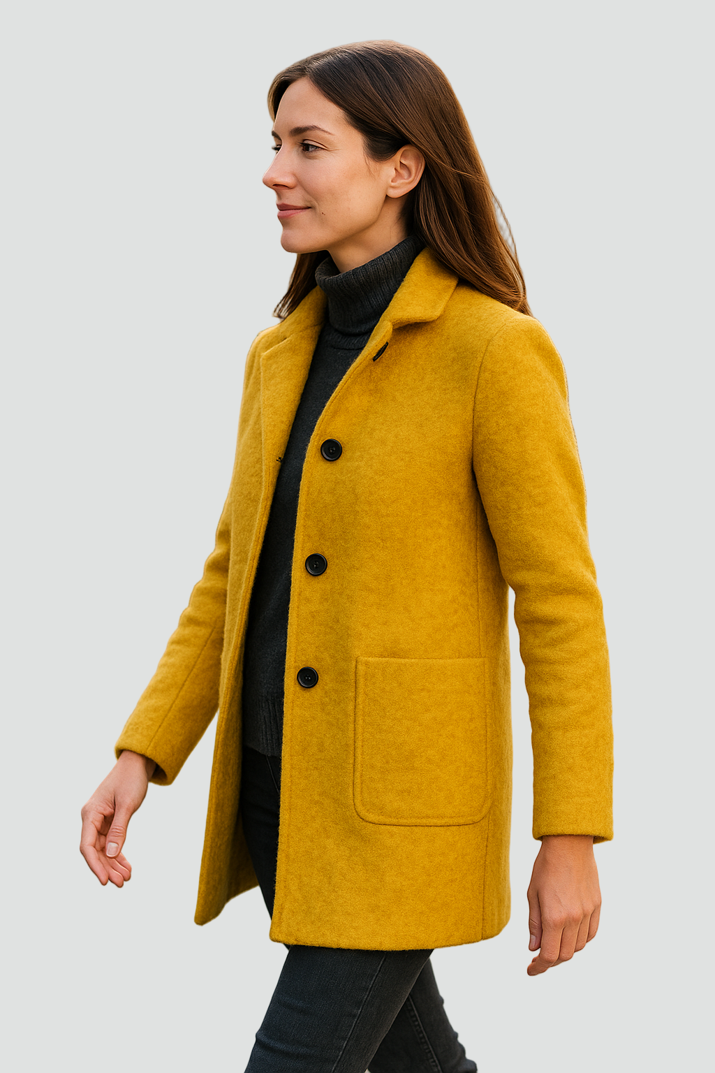 Women's Long Padded Winter Coat with Stand Collar