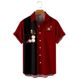 Men's Short Sleeve Christmas Print Button-Up Shirt