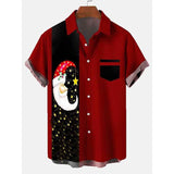 Men's Short Sleeve Christmas Print Button-Up Shirt