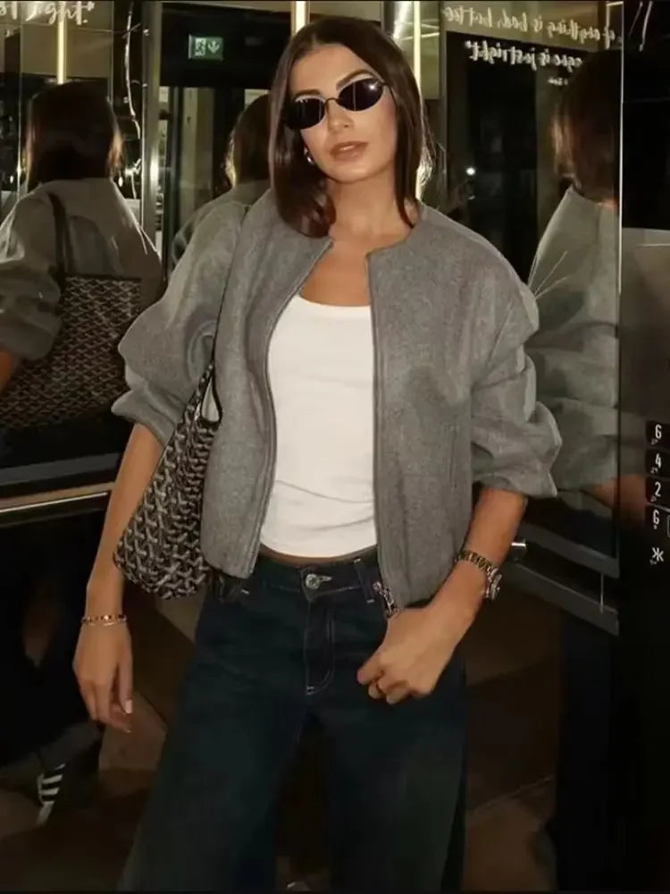 Big Sur Cropped Zip-Up Bomber Jacket for Women