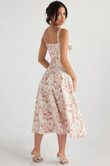 Riverside Sweetheart Midi Dress with Fitted Waist