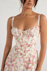 Riverside Sweetheart Midi Dress with Fitted Waist