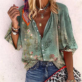 Tulum Boho Floral V-Neck Blouse