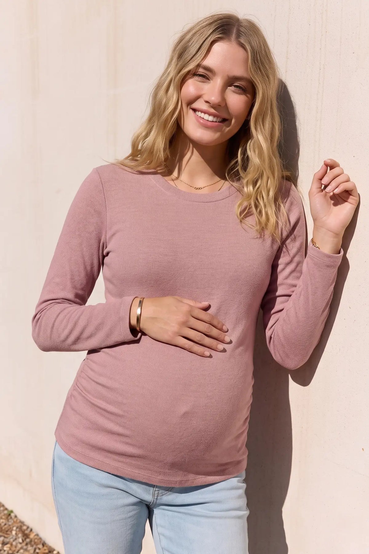 Crew Neck Long Sleeve Maternity Top