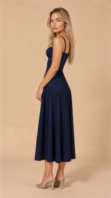 Riverside Sweetheart Midi Dress with Fitted Waist