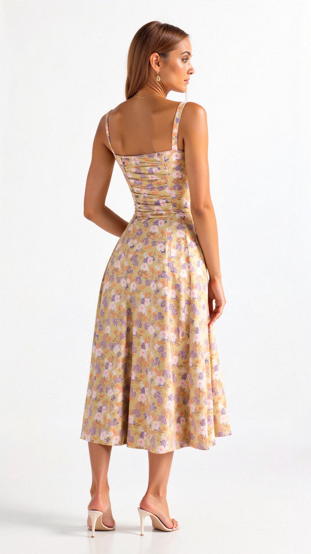 Riverside Sweetheart Midi Dress with Fitted Waist