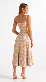 Riverside Sweetheart Midi Dress with Fitted Waist