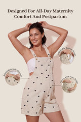 Harbor Bay Floral Maternity Short Overalls with Adjustable Straps