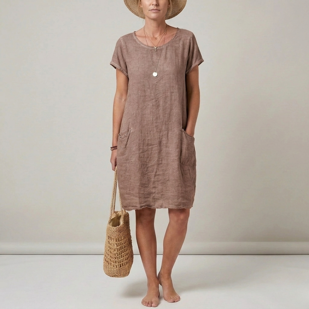 Bali Short Sleeve Mini Dress with Front Pockets