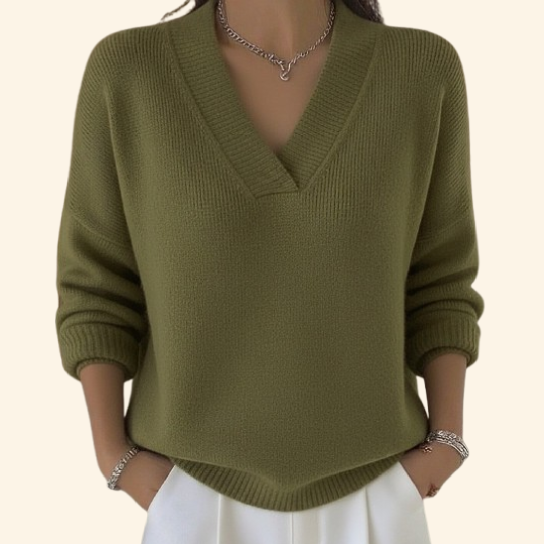 Keystone Oversized V-Neck Knit Sweater