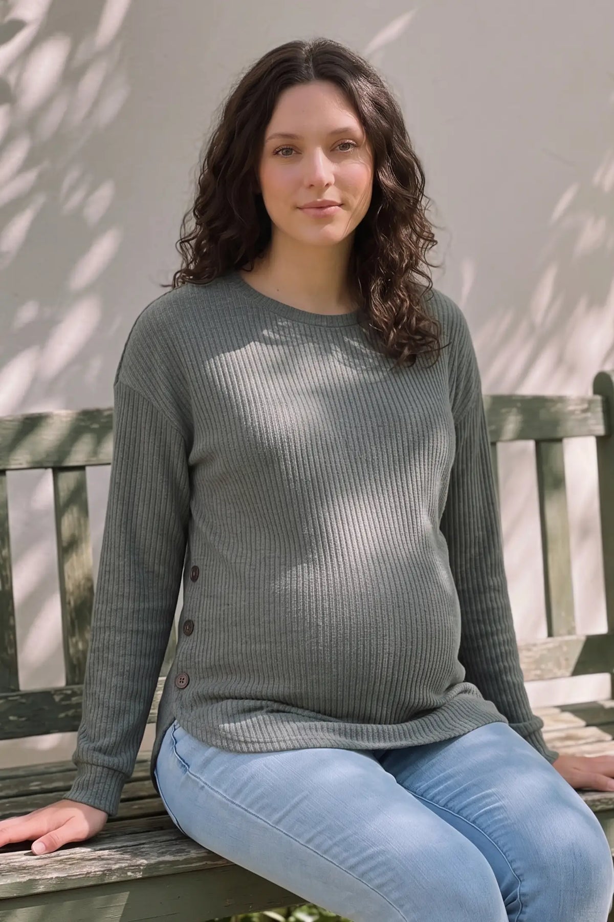 Haven Ribbed Knit Maternity & Nursing Top with Side Buttons