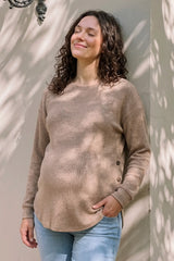 Haven Ribbed Knit Maternity & Nursing Top with Side Buttons