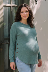 Haven Ribbed Knit Maternity & Nursing Top with Side Buttons