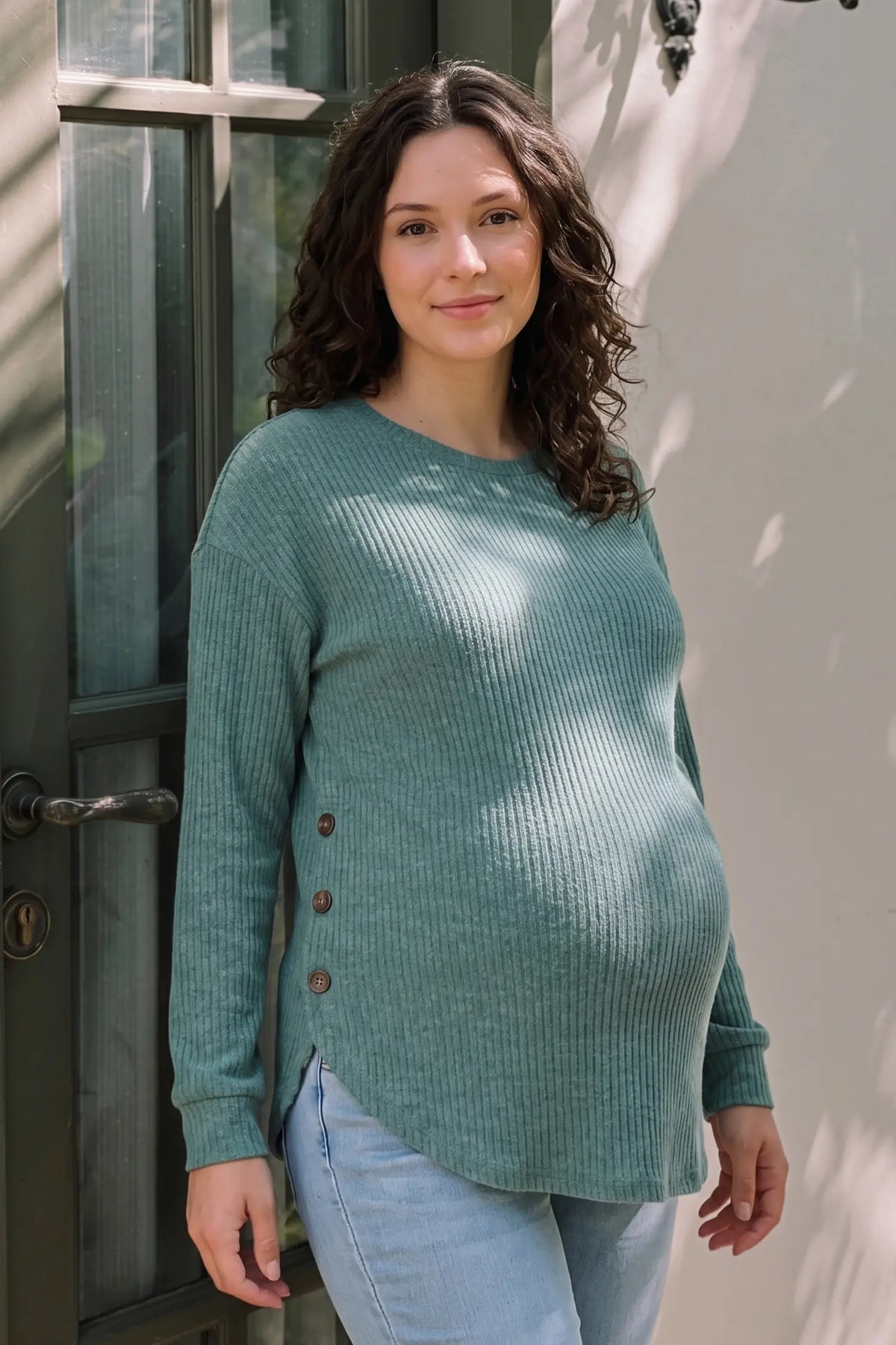 Haven Ribbed Knit Maternity & Nursing Top with Side Buttons