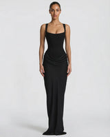 Ember Corset Maxi Dress with Draped Skirt